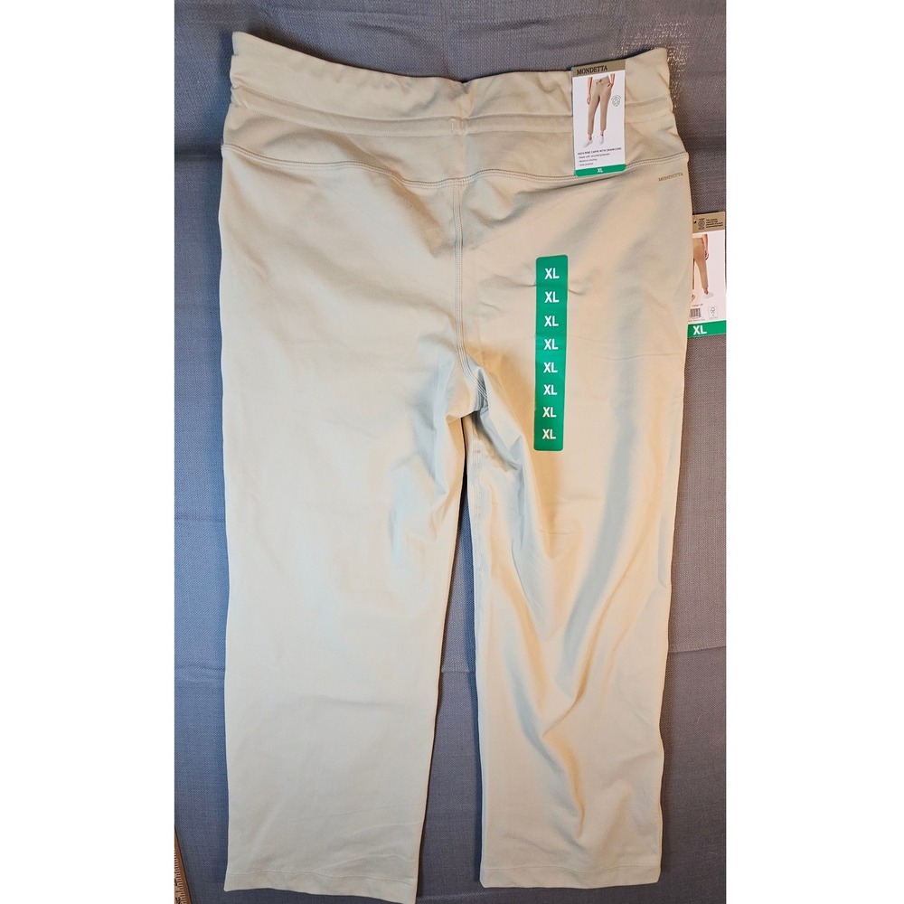 Mondetta Womens High Rise Capri Drawcord Pants stretchy tan XL 1849865 NEW - Picture 8 of 8
